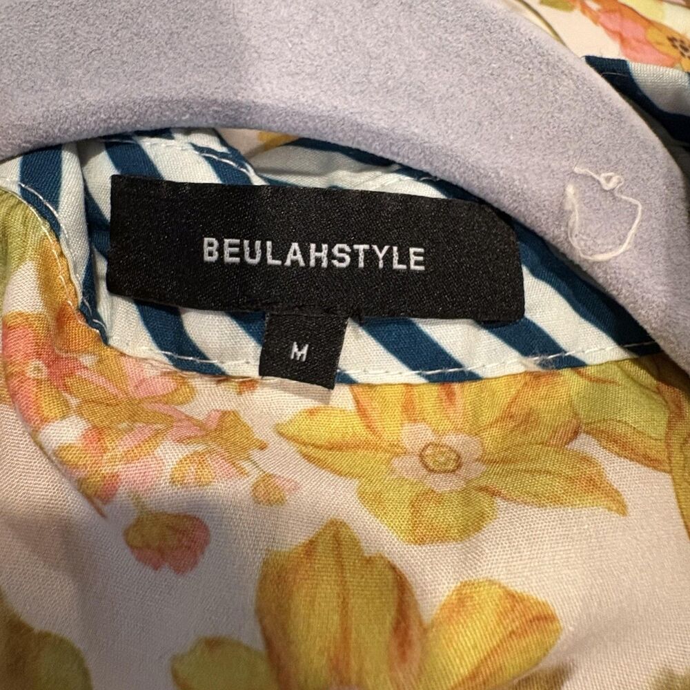 Beulahstyle Shirt Dress Womens Medium Multi Patchwork Puff Sleeve Midi Boho - Picture 4 of 6